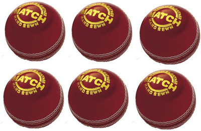 Emeret MATCH BALL Cricket Leather Ball(Pack of 6, Red)