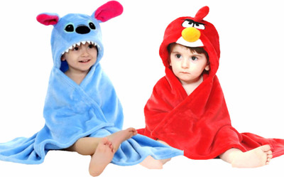 BRANDONN Embroidered Single Hooded Baby Blanket for  Mild Winter(Polyester, Multicolor)