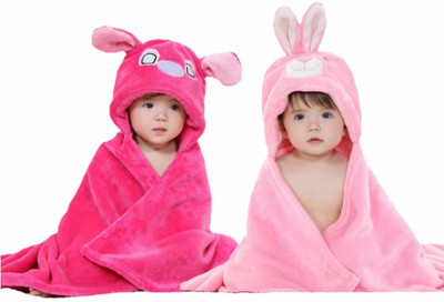 

BRANDONN Embroidered  Hooded Baby Blanket(Polyester, Multicolor