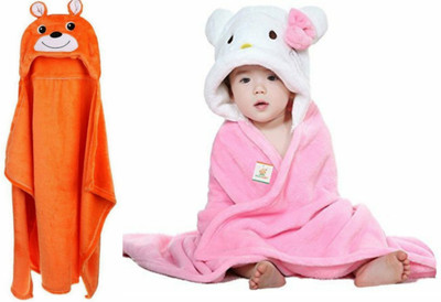

BRANDONN Embroidered  Hooded Baby Blanket(Polyester, Multicolor