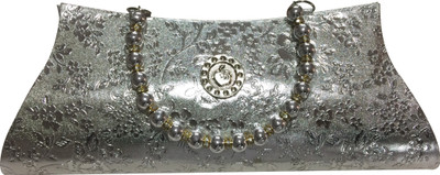 

VEENA Party Silver Clutch