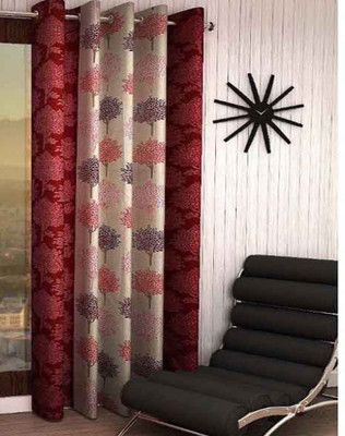 India Furnish Polyester Window Curtain 153 cm (4.9ft) Single Curtain(Printed Maroon) available at flipkart for Rs.219