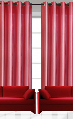 

India Furnish 213 cm (7 ft) Polyester Door Curtain (Pack Of 3)(Floral, Pink)