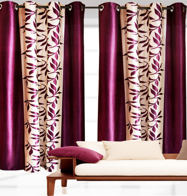 

India Furnish 213 cm (7 ft) Polyester Door Curtain (Pack Of 5)(Floral, Wine)