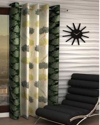 

India Furnish 213 cm (7 ft) Polyester Door Curtain Single Curtain(Floral, Greeen)