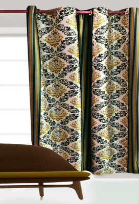 India Furnish 213 cm (7 ft) Polyester Door Curtain (Pack Of 4)(Floral, Pink)