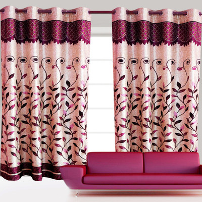 

India Furnish 213 cm (7 ft) Polyester Door Curtain (Pack Of 4)(Floral, Pink)