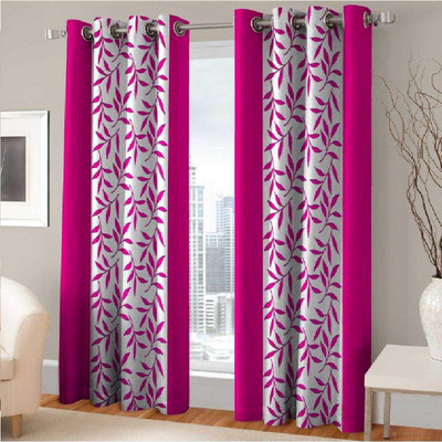 

India Furnish 213 cm (7 ft) Polyester Door Curtain (Pack Of 4)(Floral, Pink)