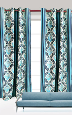 

India Furnish 213 cm (7 ft) Polyester Door Curtain (Pack Of 4)(Floral, Blue)