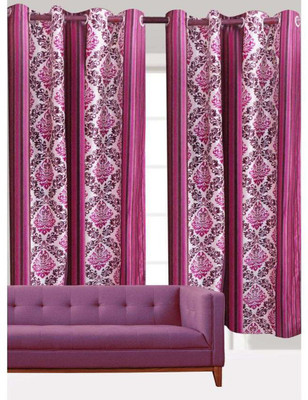 

India Furnish 213 cm (7 ft) Polyester Door Curtain (Pack Of 5)(Floral, Pink)