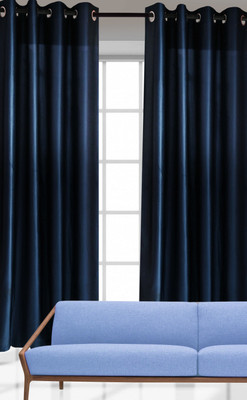 

India Furnish 153 cm (5 ft) Polyester Window Curtain (Pack Of 2)(Floral, Dark Blue)