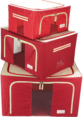 

BlushBees Foldable Storage Boxes for Clothes, Combo (24L, 55L, 88L)(Red)