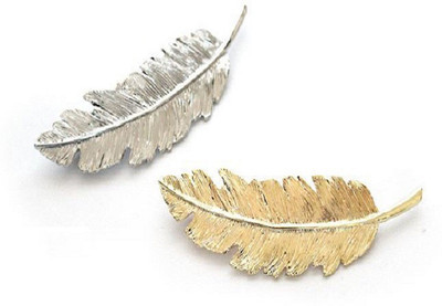 

El Regalo 2PC Korean Style Metal Leaf for Girls & Women Hair Claw, Hair Clip, Hair Accessory Set, Hair Pin, Back Pin(Gold, Silver)