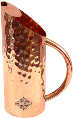 

IndianArtVilla Copper Hammered Cut Design Water Jug(1430 L)