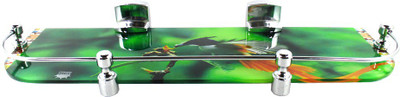 

RoyaL Indian Craft Hard Chrome Brackets 18 By 5 INCH Green Wonder Printed Glass Wall Shelf(Number of Shelves - 1, Multicolor)
