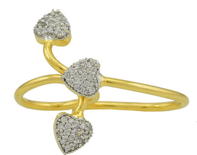 HIGH TRENDZ Alloy Cubic Zirconia Gold Plated Chain Ring - Multi Finger