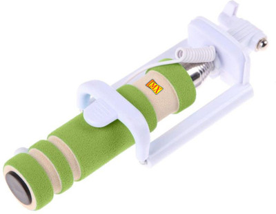 MX Cable Selfie Stick(Green, White, Silver) Flipkart
