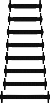 

UNTOLD No-Tie Elastic Silicone Hook Type Black Shoe Lace(Black Set of 8)