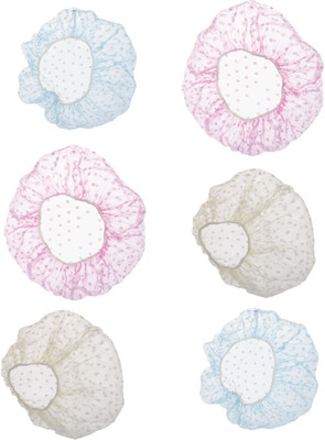 

FOK Set of 6 Reusable Printed Shower Cap With Elastic Band