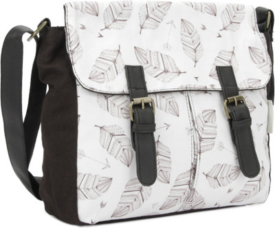 

People Women Casual Black, White Canvas Sling Bag