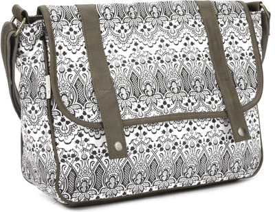 

People Women Casual Black, White, Grey Canvas Sling Bag, Black;grey;white