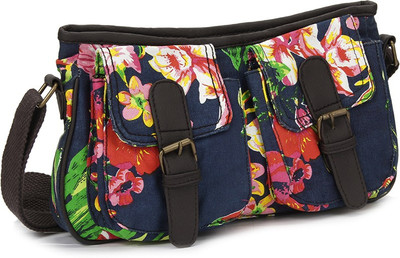 

People Women Casual Blue Canvas Sling Bag