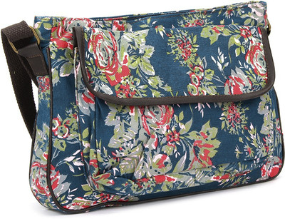 

People Women Casual Red, Blue, Green Canvas Sling Bag, Blue;green;red