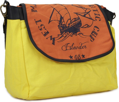 

People Women Casual Yellow, Blue, Orange Canvas Sling Bag, Blue;orange;yellow