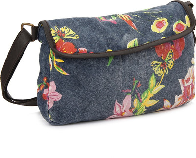 

People Women Casual Blue Canvas Sling Bag