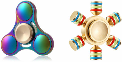 

Montez Rainbow Triangle UFO & Metallic Ferris Wheel Ultra Speed Fidget Hand Spinner Toy Set Of 2(Multicolor)