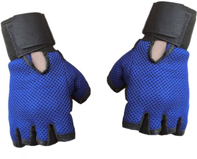 

Alaska Netted HEAVY LEATHER PADDING With Wrist Support Gym & Fitness Gloves (, Blue