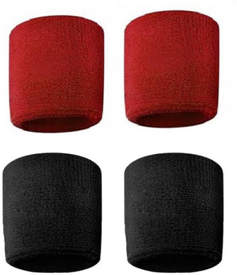 

konex combo of 2, hand bands one pair in red and 1 pair in black color Hand Support (, Black
