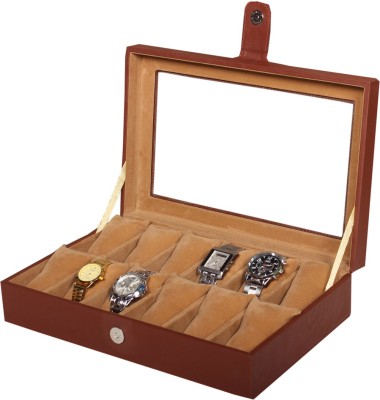 Leatherworld PU Leather Watch Box(Brown, Holds 12 Watches)   Watches  (Leatherworld)