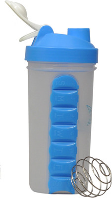 

mega star BPA free Plastic Sports Shaker Bottle 600ml 600 ml Shaker(Pack of 1, Blue)