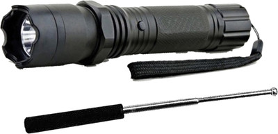 

WIB 2.5 million volt Rechargeable Flash Light Stun Gun With Self Defence Telescopic Iron Baton Folding Stick With Cushion Grip(Set of 2)