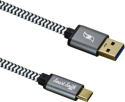 

SMART SMITH Original USB 3.1 Nylon Braided Fast Charging USB Type C Cable(All Phones With Type C port, White, Grey, Sync and Charge Cable), Grey;white
