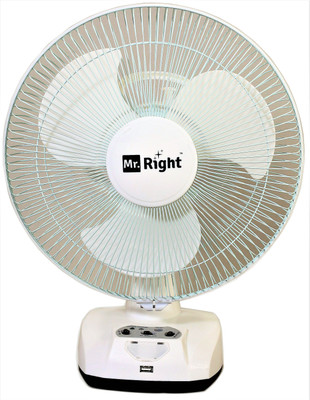 

Mr. Right MR-2912 AC/DC 12" Oscillating Rechargeable Wall Plus 3 Blade Table Fan(White, Pack of 1)
