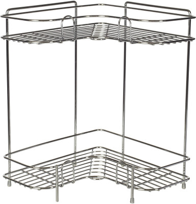 

Howards 2 Tier Chrome Corner stand Stainless Steel Kitchen Rack(Steel)