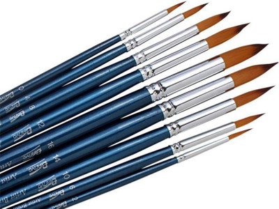 

Chrome Round Paint Brushes(Set of 9, Blue)