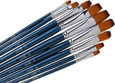 

Chrome Flat Paint Brushes(Set of 9, Blue)