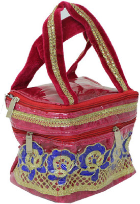 

Kuber Industries Designer Potli, Fancy Jewellery Organiser, Make Up organiser With Handle In Fully Laminated & Velvet material Potli(Pink)