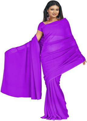 

Multi Retail Plain Daily Wear Georgette Saree(Purple)