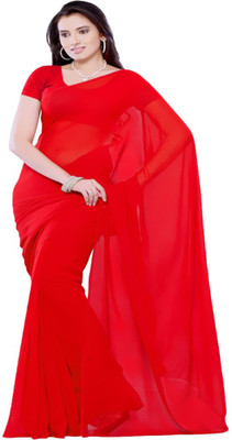 

Multi Retail Solid Daily Wear Georgette Saree(Red), Tomato red