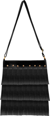 

tap fashion Women Casual Black PU Sling Bag