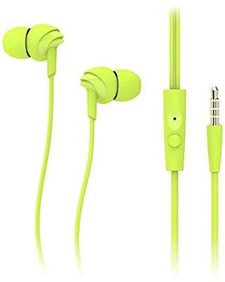 Shrih Stereo Earphone in Line Control With Mic Smart Headphones(Wired), Green