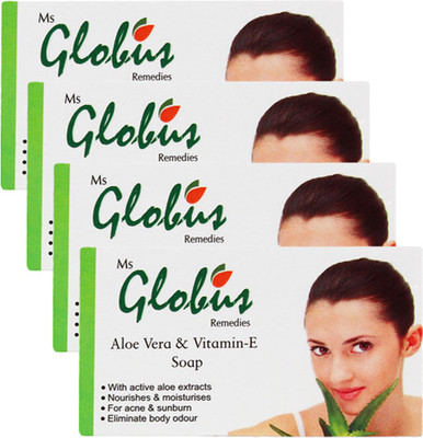 

Globus Aloe Vera Vitamine-E & Milk Cream Soap(300 g, Pack of 4)