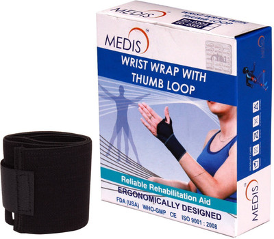 

Medis Elastic Wrist Wrap with Thumb Loop for support and wrist injury protection(Black