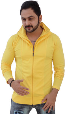 

Black Collection Solid Men's Flap Collar Neck Yellow T-Shirt