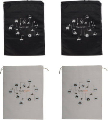 

Travelkhushi Shoe Pouch(Black), Black and white