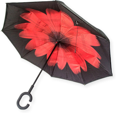 

DesiCult Inverse Red Flower DCUMB21 Umbrella(Black)